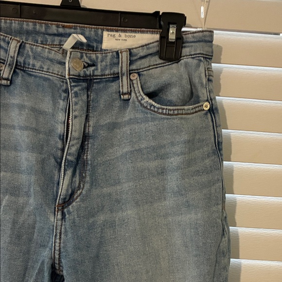 rag & bone Distressed Light Blue Straight Leg Jeans - Picture 5 of 12